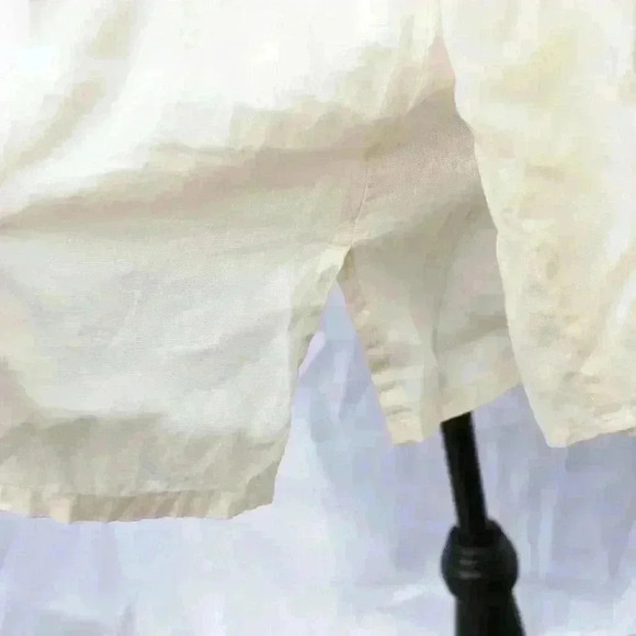 Lands' End Size L long sleeve cream color 100% linen tunic w/beaded front - Picture 8 of 13